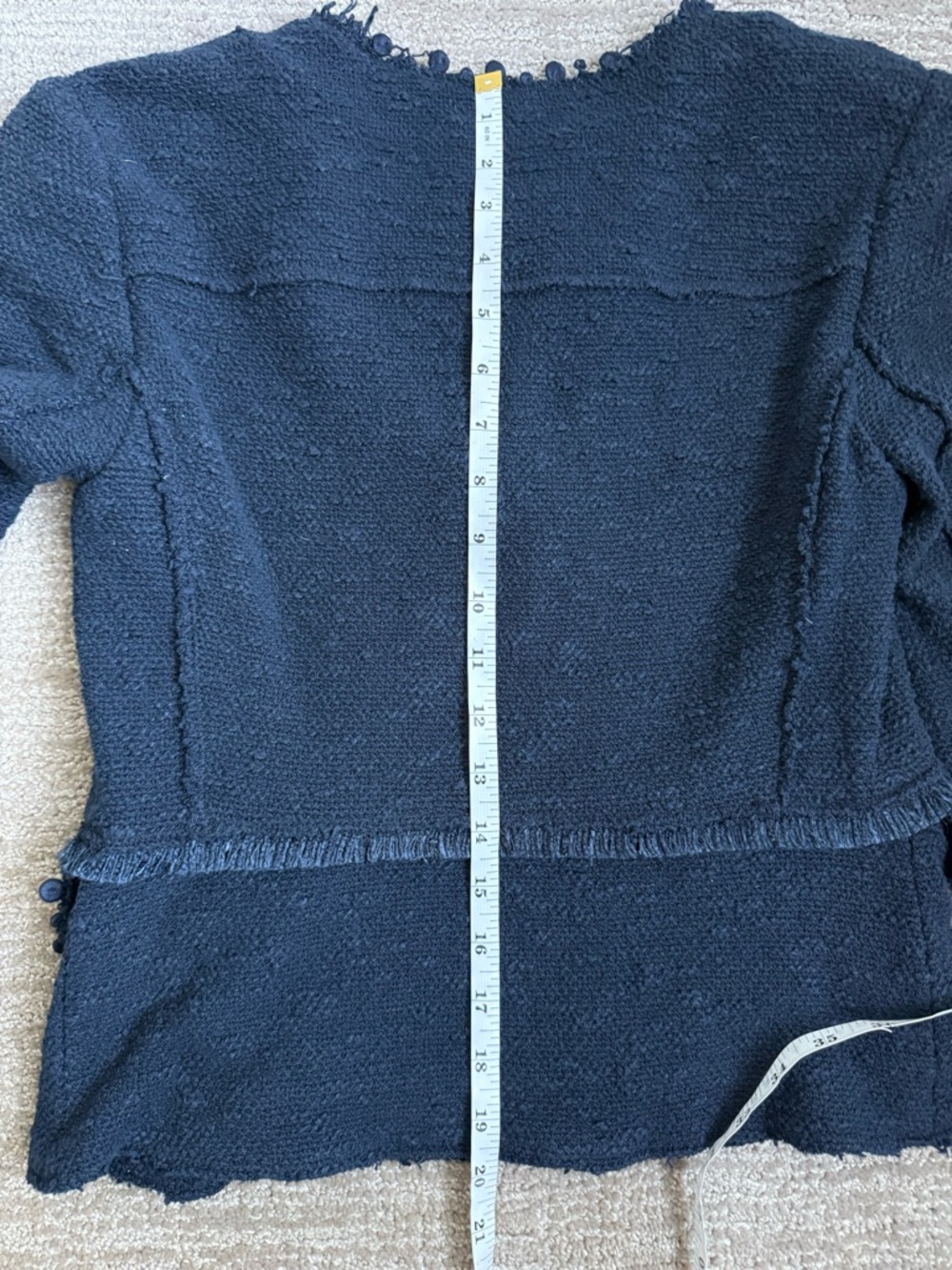 Rebecca Taylor Navy Jacket Size 0 Boucle with Fringe Trim - Picture 11 of 11